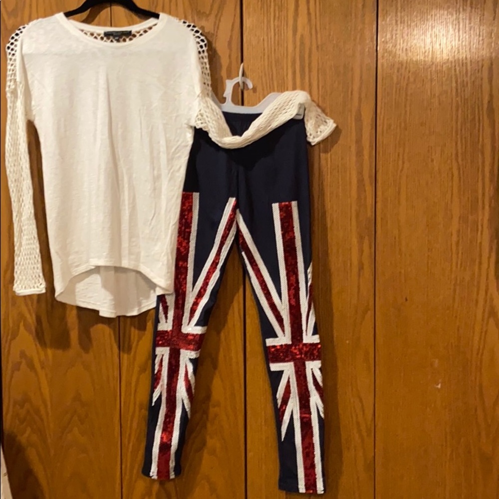 Lynley Navy British sequin leggings